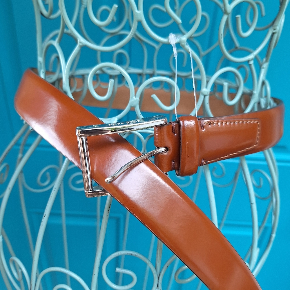 Genuine Leather Belt Mens Cole Haan Tan Brown Smooth Dressy or Casual